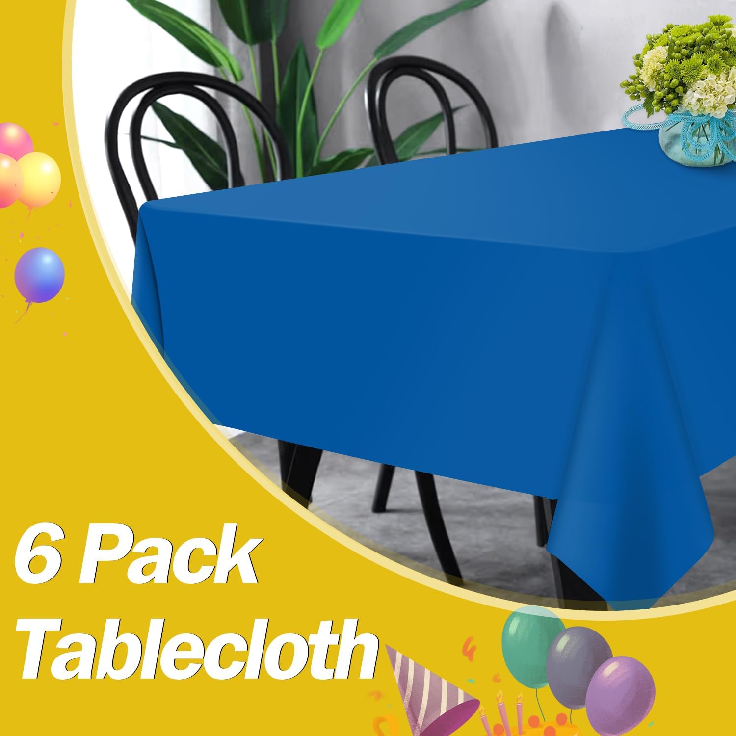 Thumbnail 4 de tujol Royal Blue 6-Pack Plastic Table Cloths (54 x 108 in) for Rectangle Tables