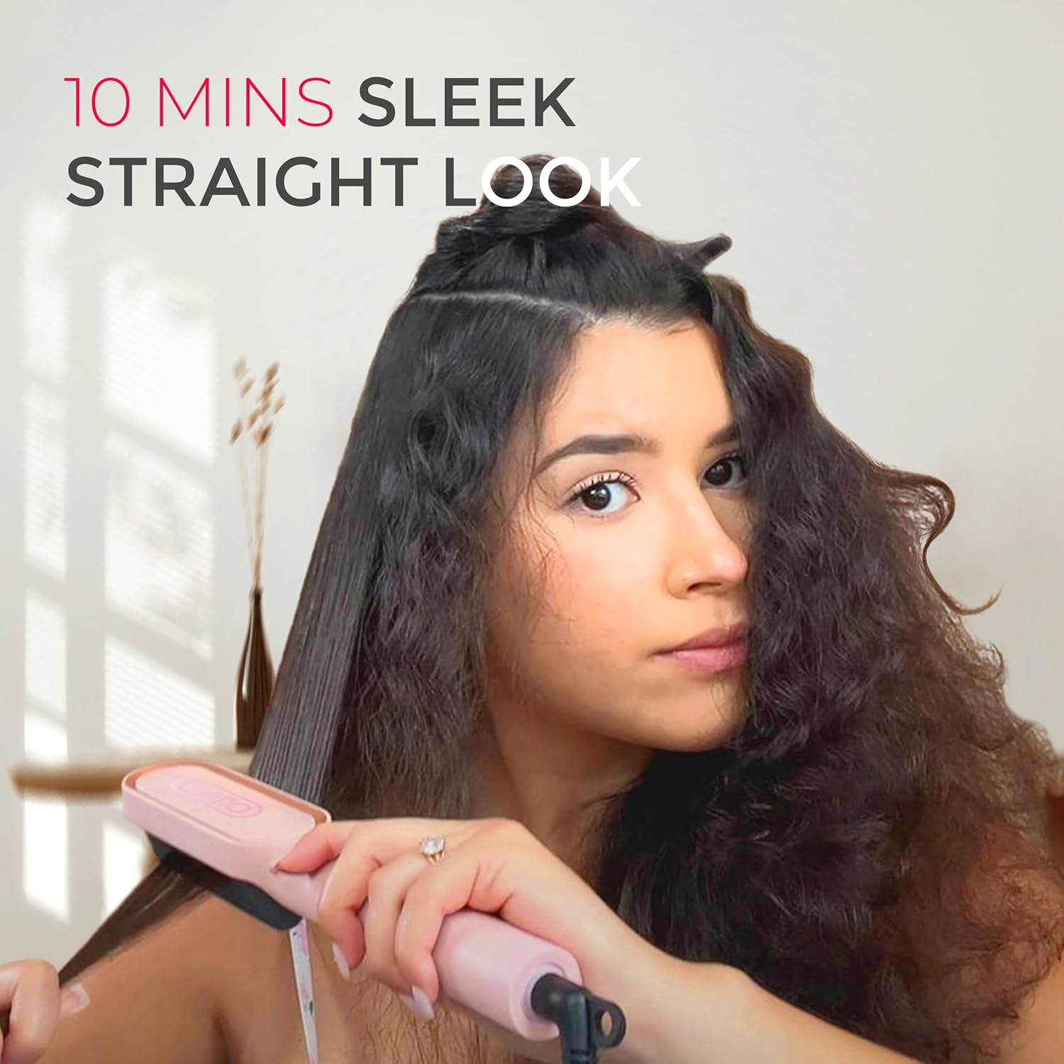 Detalle de TYMO HC100R Hair Straightener Brush, 5 Heat Settings, Dual Voltage
