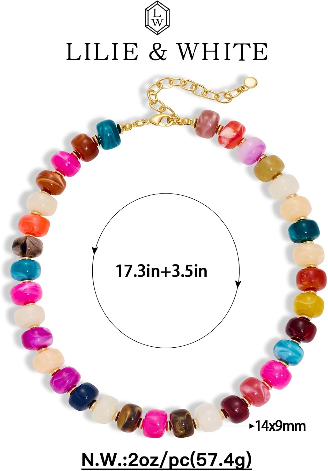 Thumbnail 5 de LILIE&WHITE Resin Chunky Beaded Necklace (Handmade Statement Jewelry)