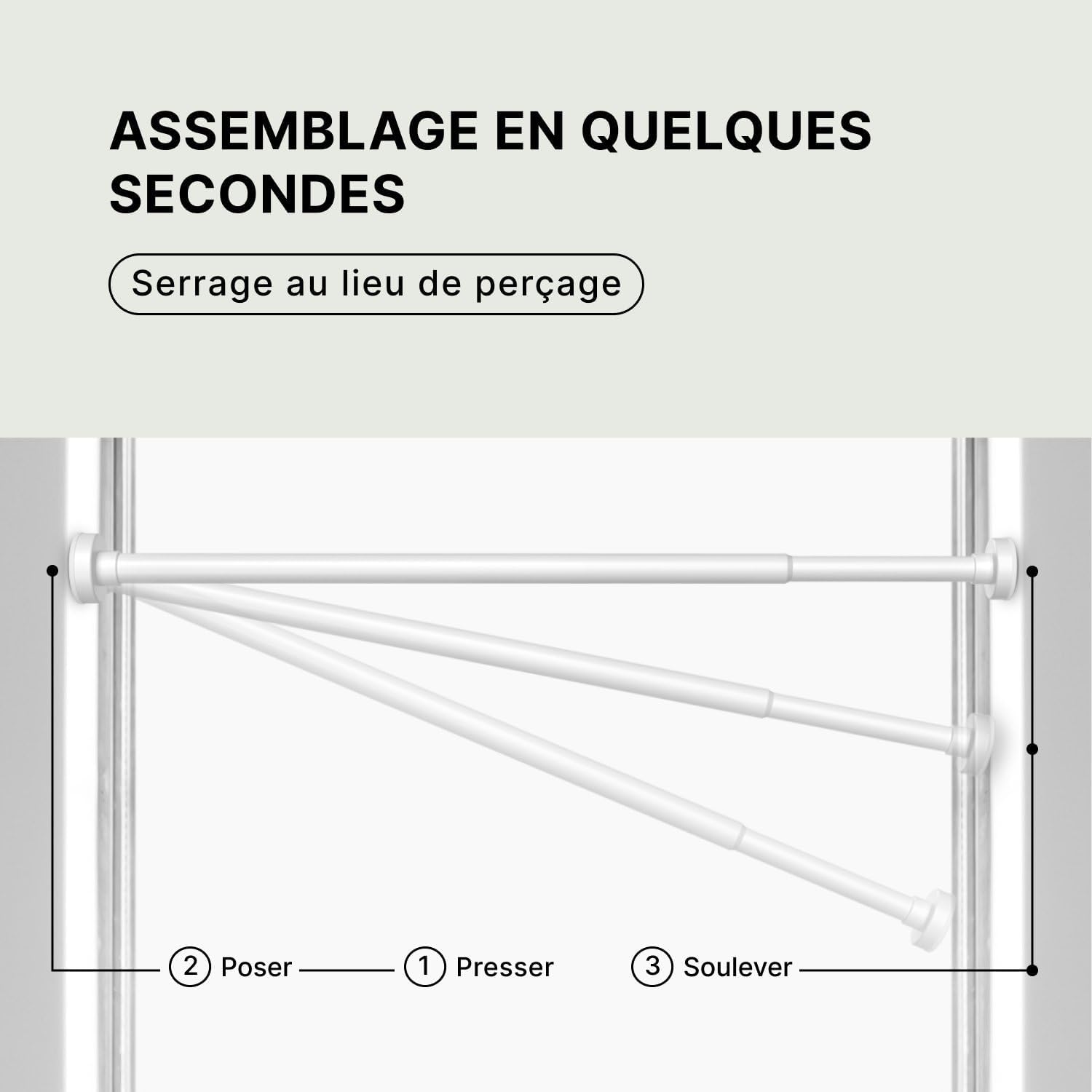 Detalle 2 de MEISENBERG Barre de Douche Extensible 110-200 cm