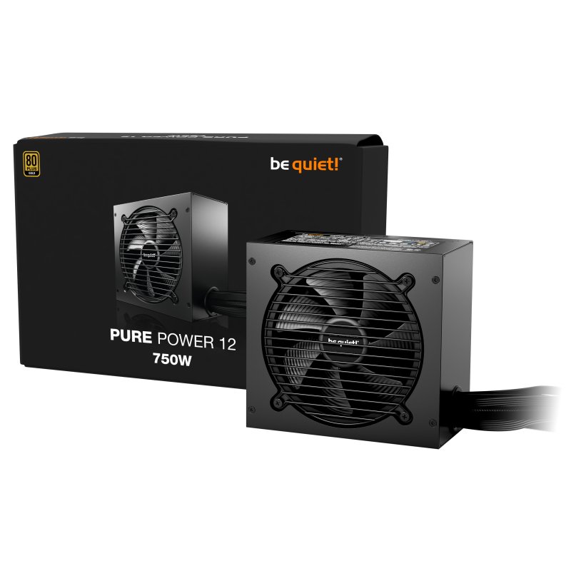 Detalle de be quiet! PURE POWER 12 750W 80PLUS Gold: Fuente ATX 3.1, negro, refrigeración activa