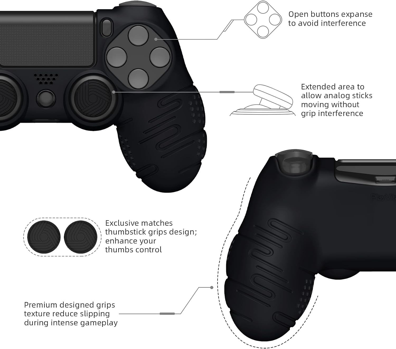 Detalle 1 de playvital Silicone Cover Skin for PS4 Controller