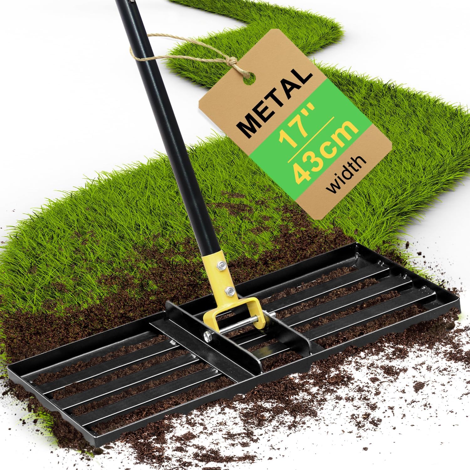 Detalle de Colwelt C068 Lawn Levelling Rake, 17 x 10 in Plate, Adjustable Handle