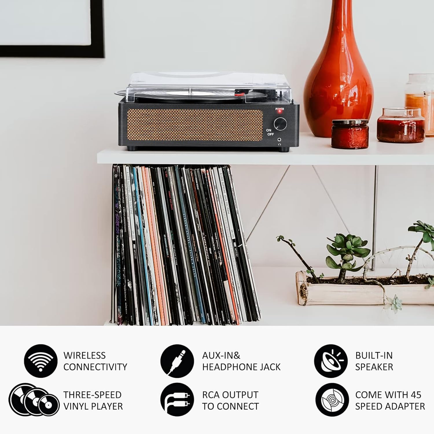 Thumbnail 5 de Vinyl Record Player with Speakers 3-Speed