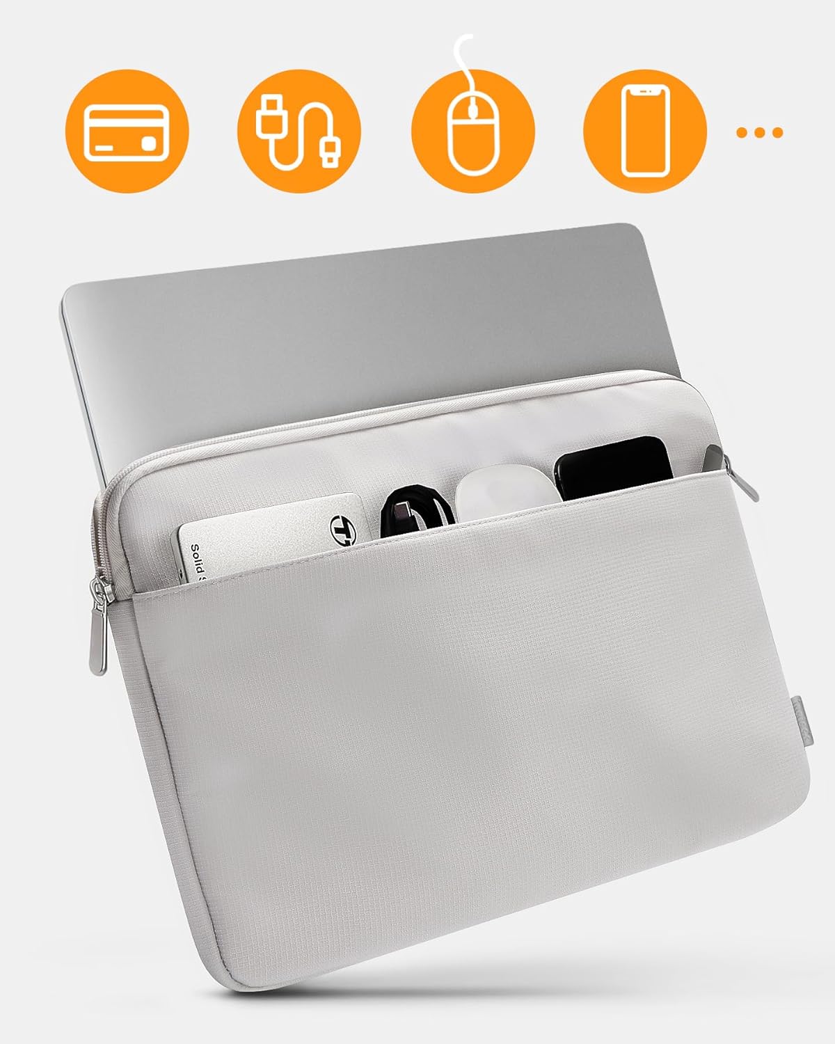 Thumbnail 2 de Inateck housse 14 pouces pour ordinateur portable (gris moyen) – compatible MacBook Air M3/M2 15,3, Surface Laptop Studio 14,4 et modèles 14