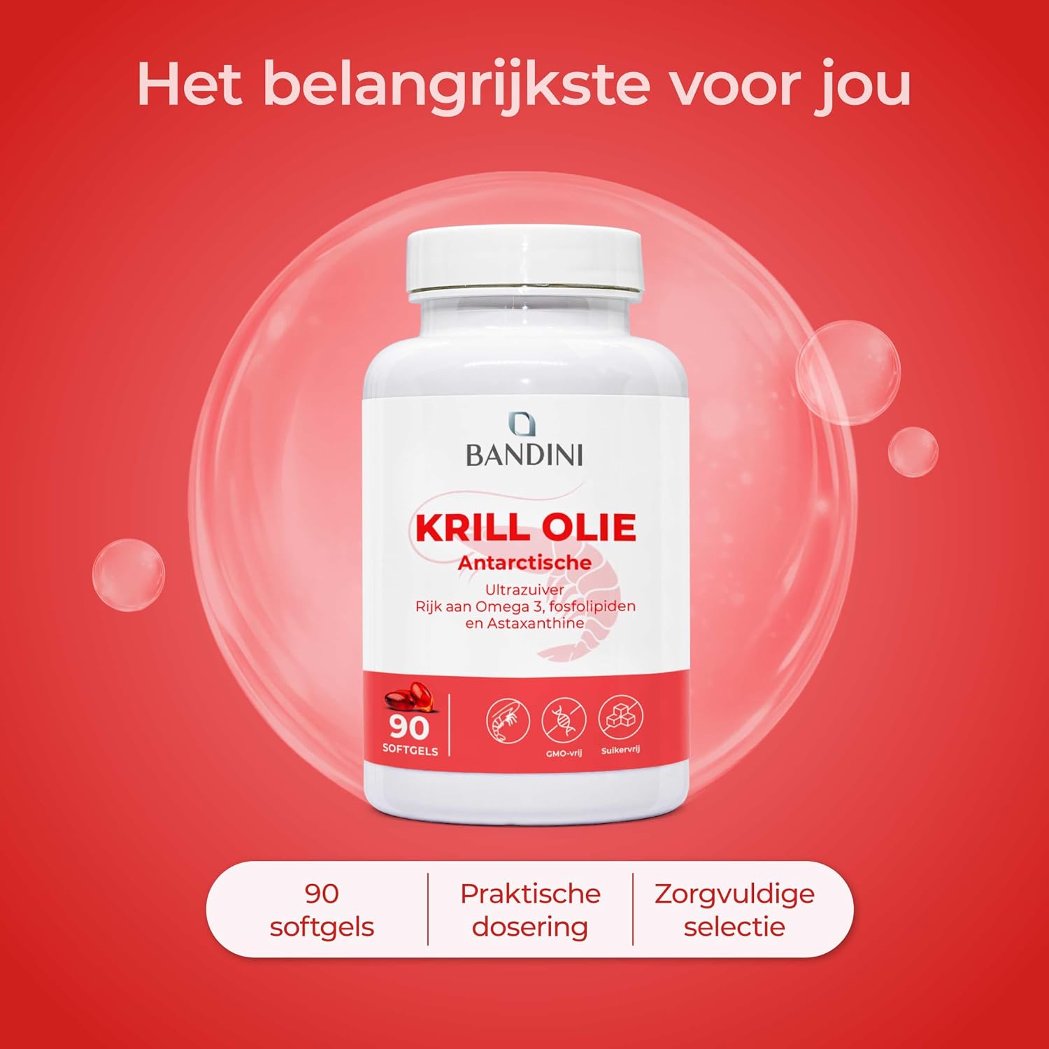 Thumbnail 3 de BANDINI Krillolie Omega 3-capsules, 465 mg EPA en DHA, 90 softgels