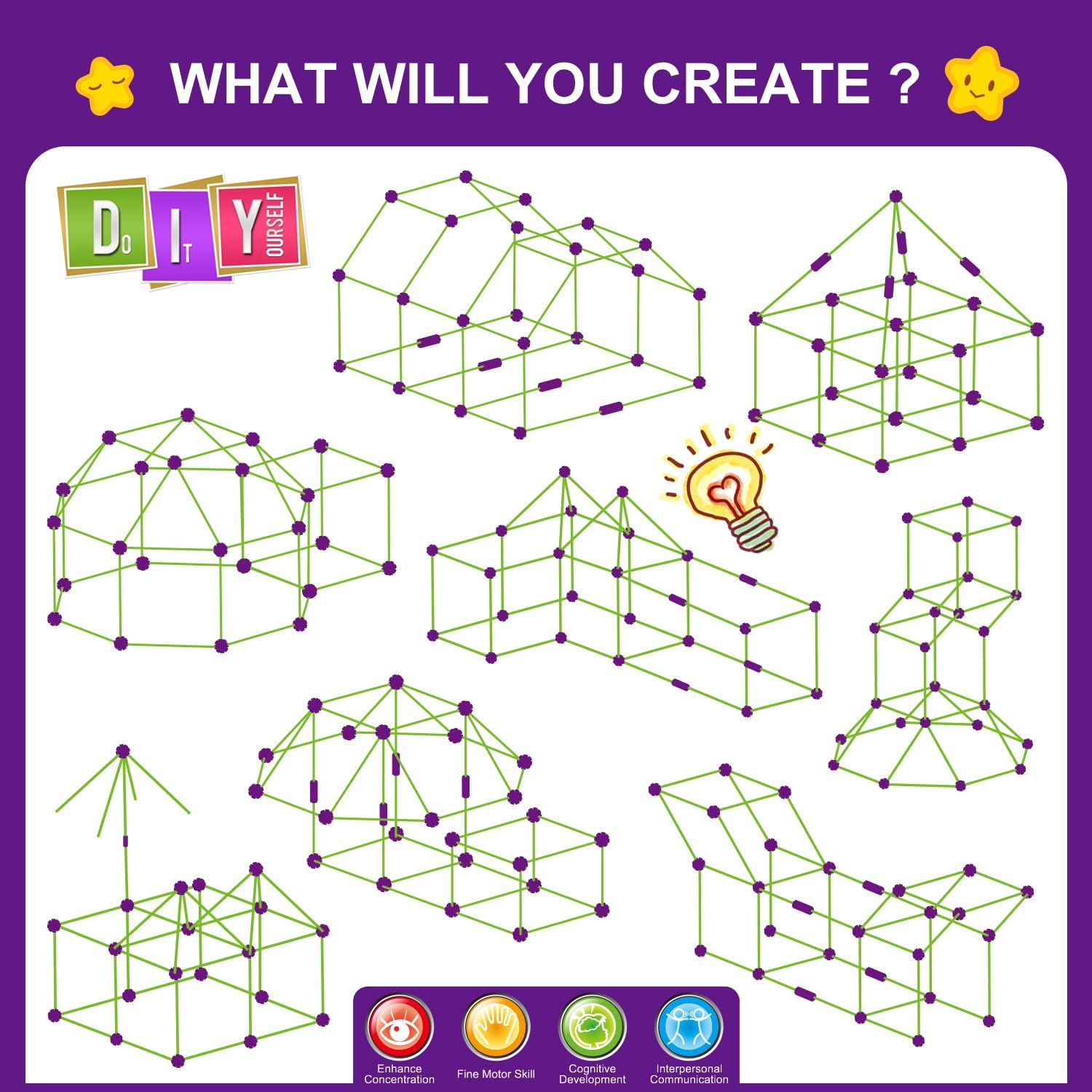Thumbnail 4 de SpringFlower 100 PCS Glow in The Dark Fort Building Kit