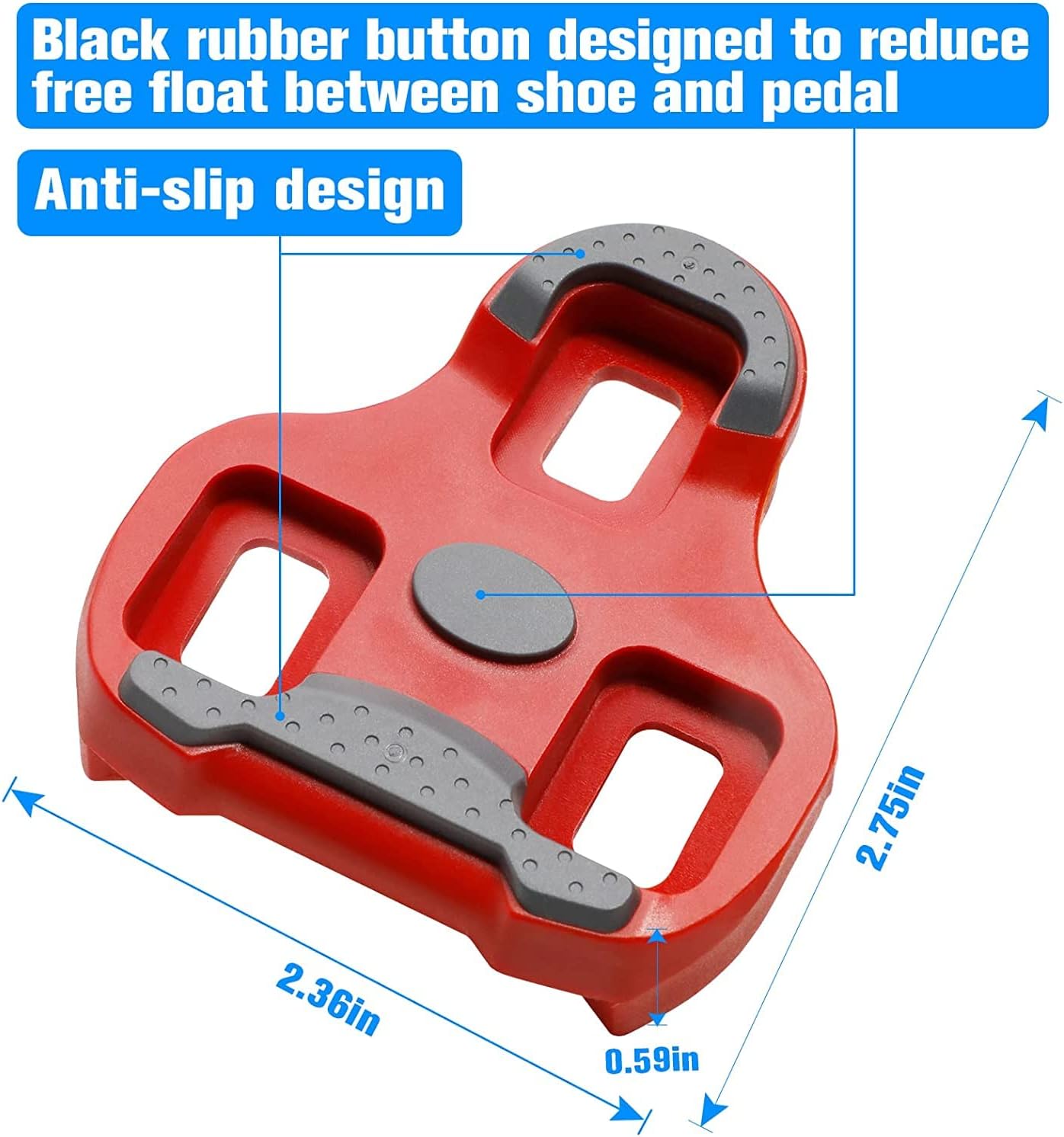 Thumbnail 5 de Tacobey Tacchette da bici Grip compatibili con pedali Look Kéo (3 gradi di flottazione: Nero 0° / Grigio 4,5° / Rosso 9°)