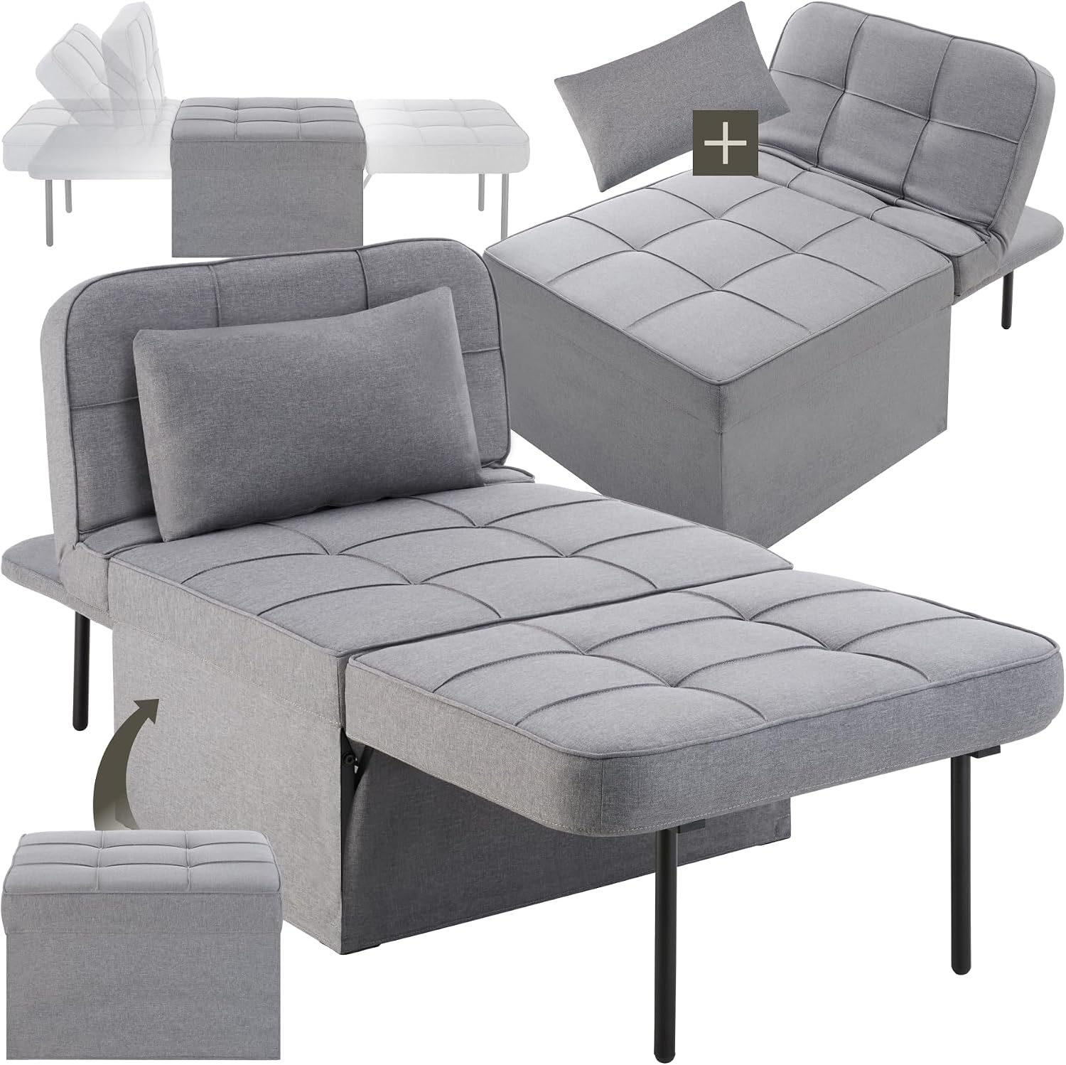 Detalle de tectake 4 en 1 Sillón cama plegable 150 kg