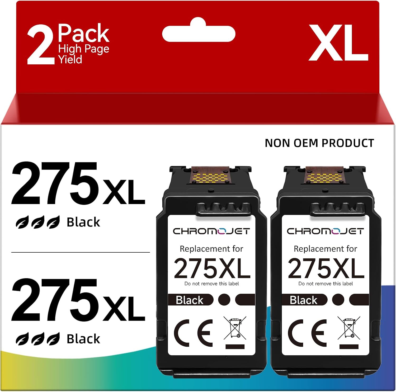 Detalle de Chromojet 275XL Black Ink Cartridges, 2-Pack Compatible with Canon PIXMA