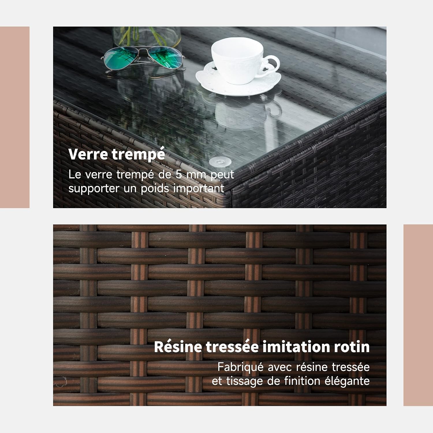 Thumbnail 4 de Outsunny Table Basse de Jardin rotin tressé