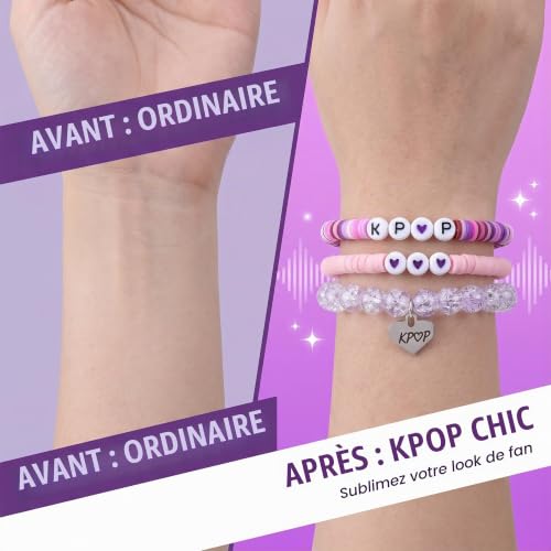 Detalle de DYIOTF Lot de 3 Bracelets Kpop avec Carte de Vœux – Accessoires K-pop pour Fans