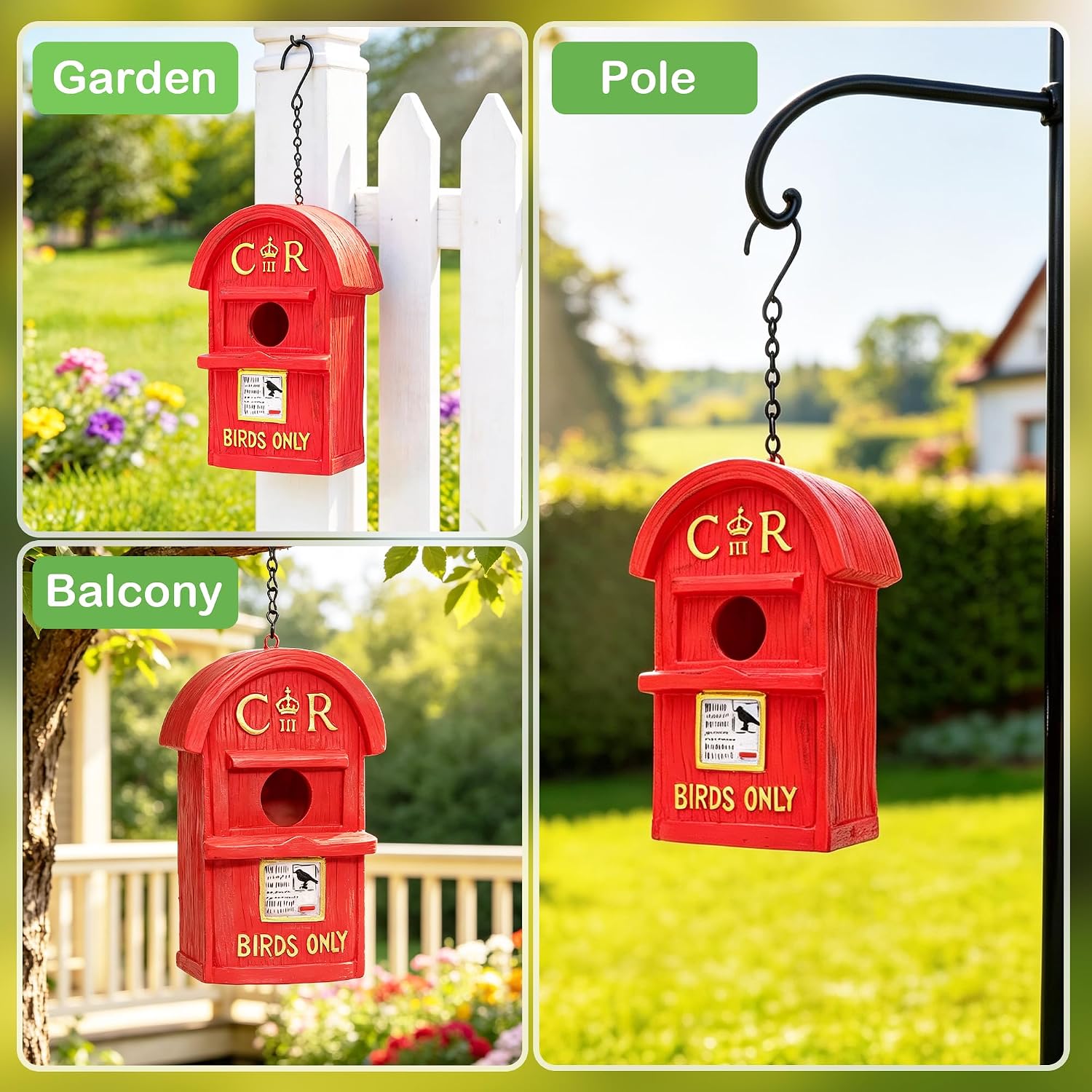 Detalle de Attivolife Garden Bird House: Outdoor Weatherproof Resin Mailbox Nyck Nest Box for Small Birds