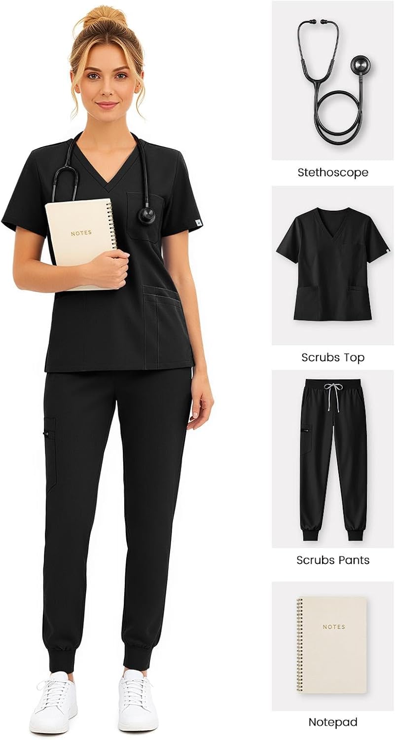 Detalle de Eadflie Women's Scrub Set with 9 Pockets