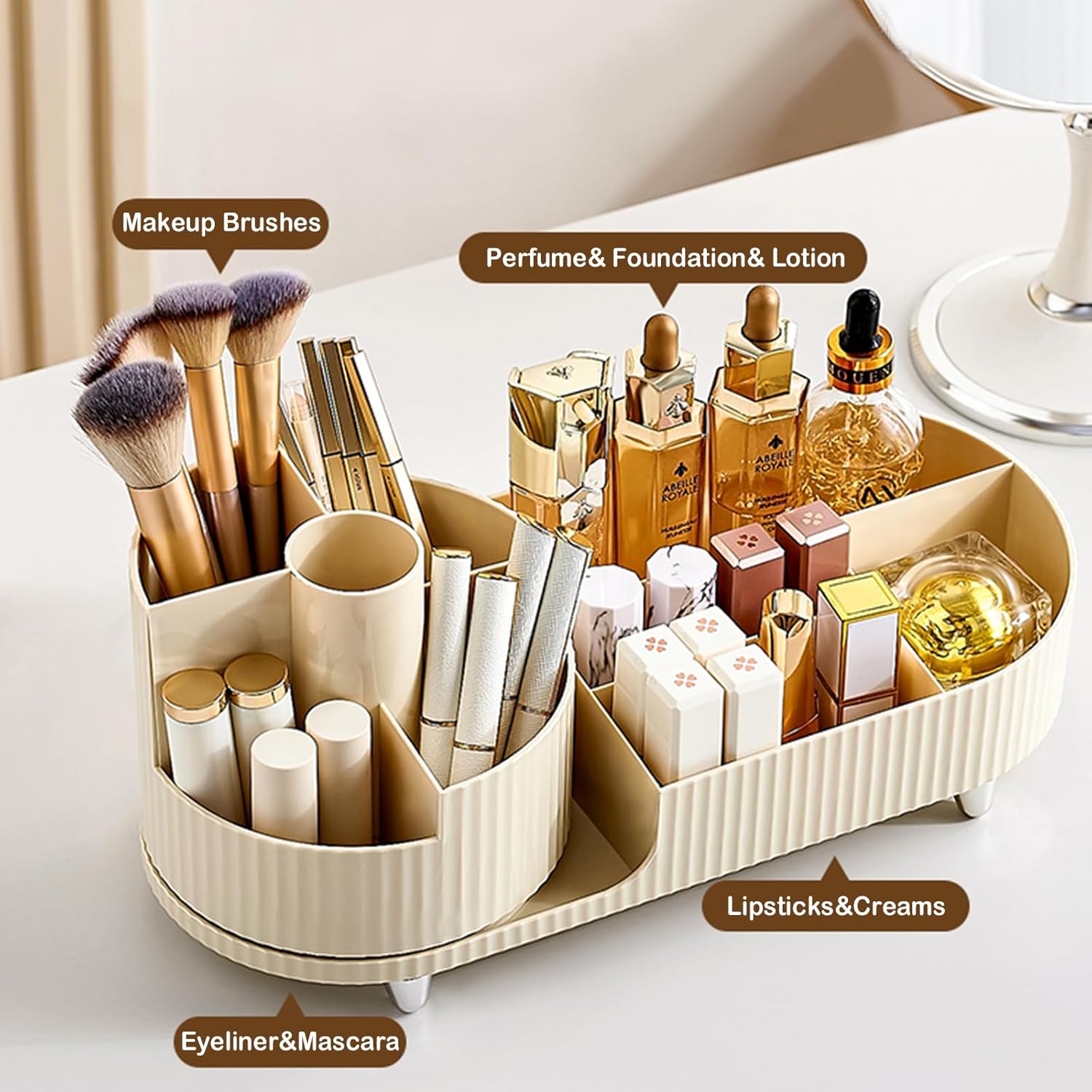 Detalle 2 de 360° Rotating Vanity Makeup Organizer — Large 🎀