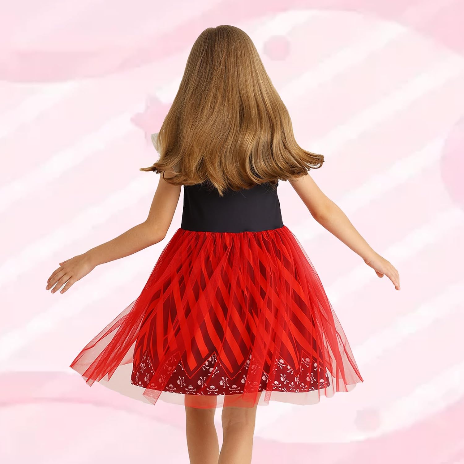 Detalle de HenzWorld Girls Pirate Costume Flutter-Sleeve Tulle Dress for Kids