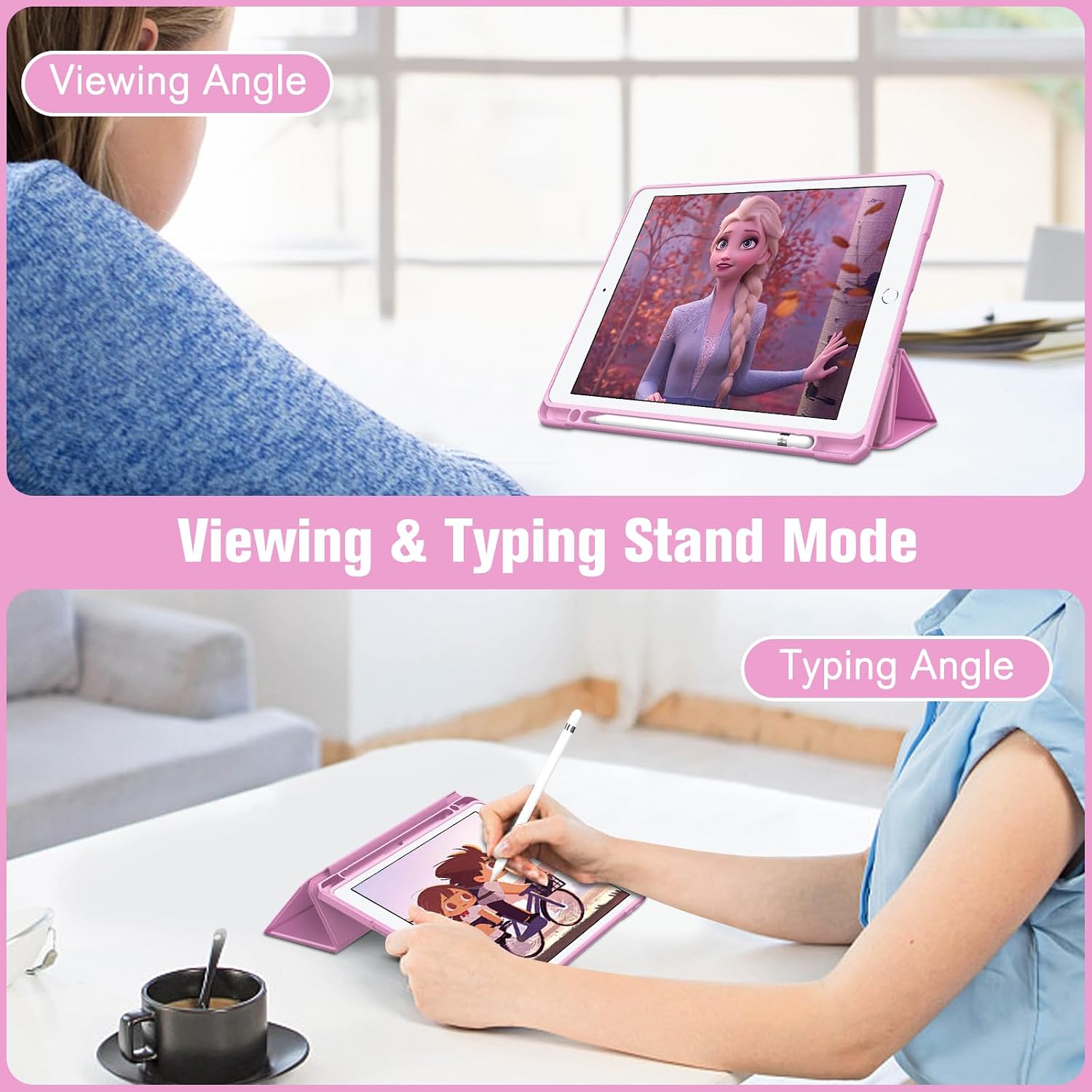 Detalle 2 de FINTIE Hybrid Case for iPad 10.2 inch, Lilac Pink