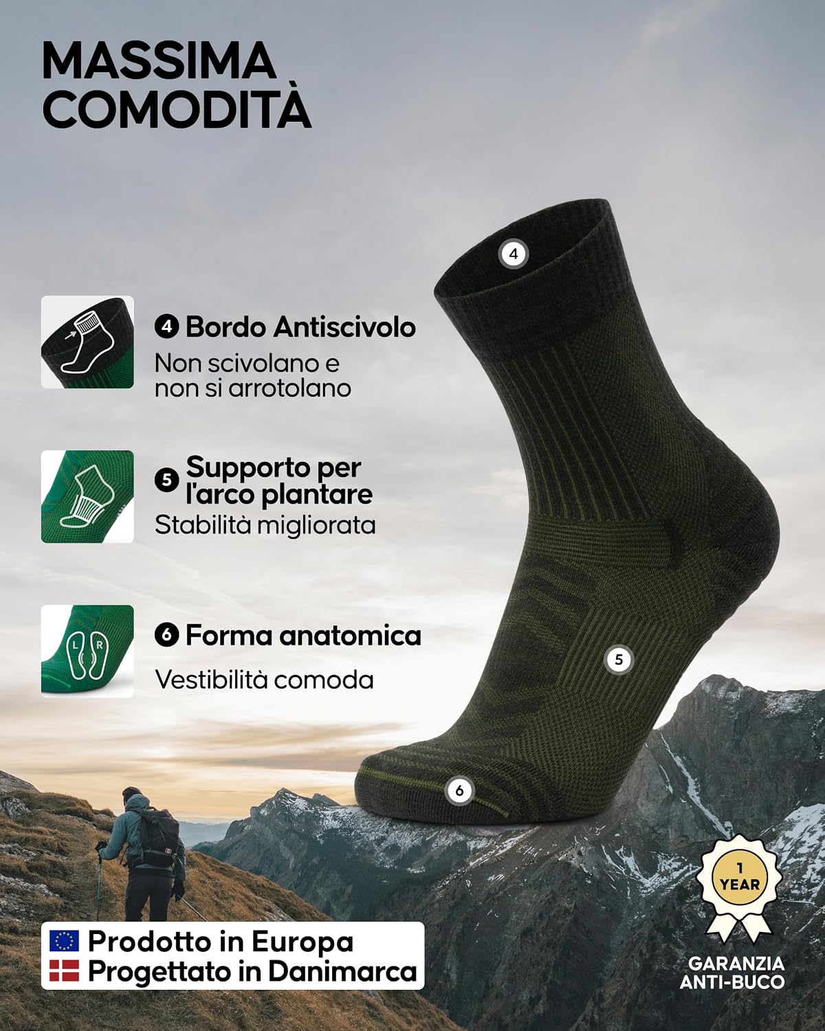Thumbnail 2 de DANISH ENDURANCE calzini trekking 3 paia