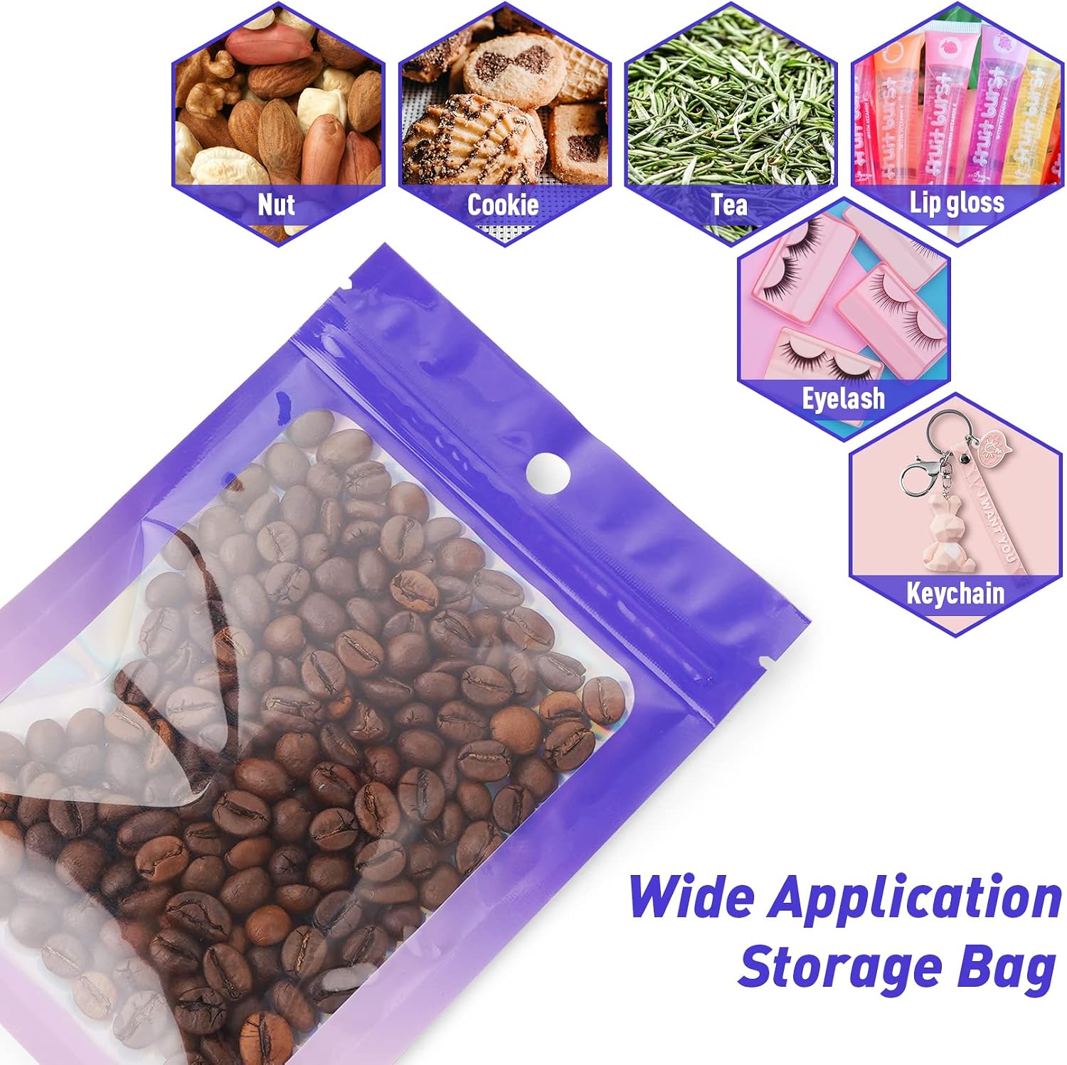 Detalle 2 de FUNFERY B09VL46GVL_CA NARF Holographic Resealable Bags, 4 x 6 in, 100-Pack