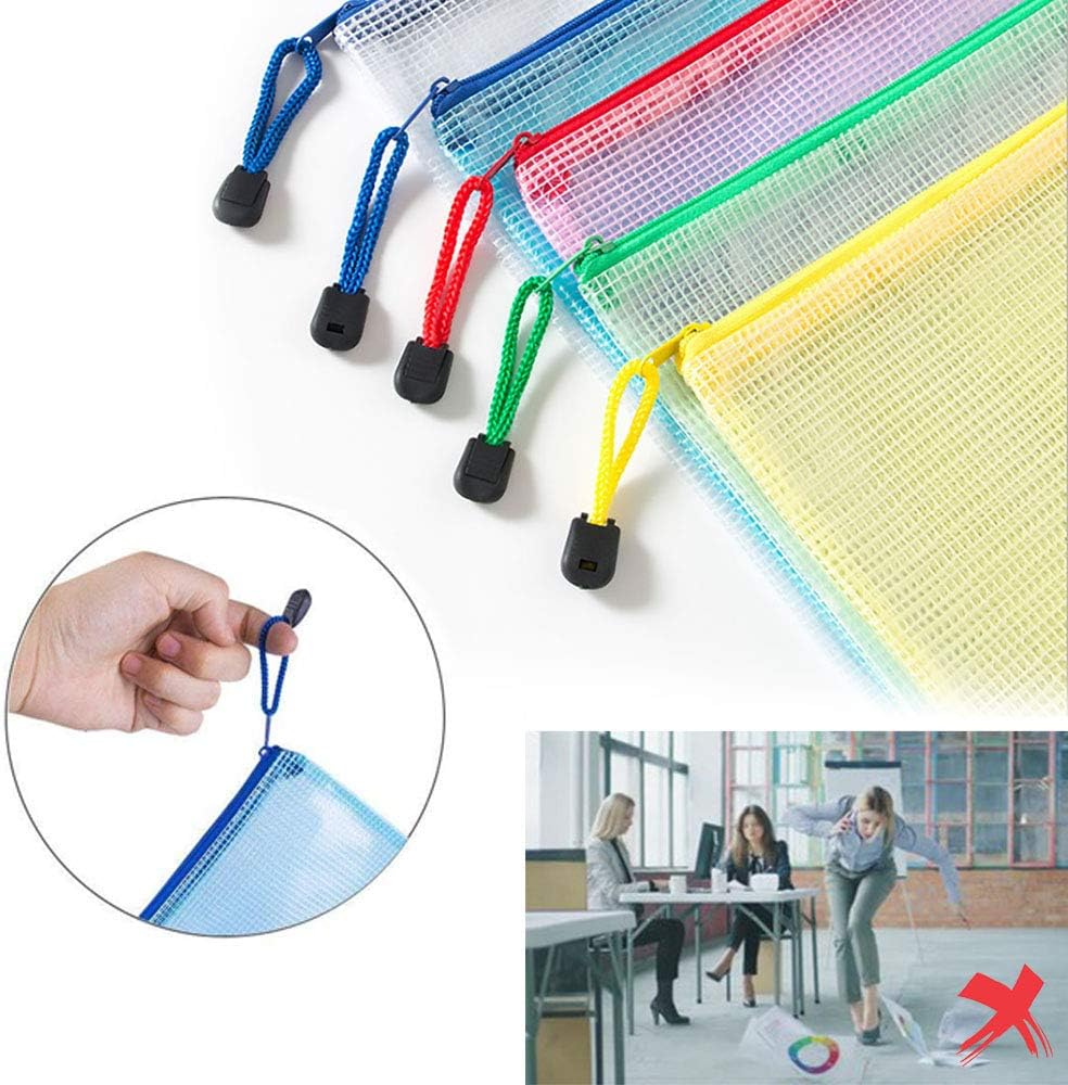 Detalle de Vicloon portafogli in plastica con cerniera, set da 15 (formati A3/A4/A5) per scuola, ufficio e compiti a casa