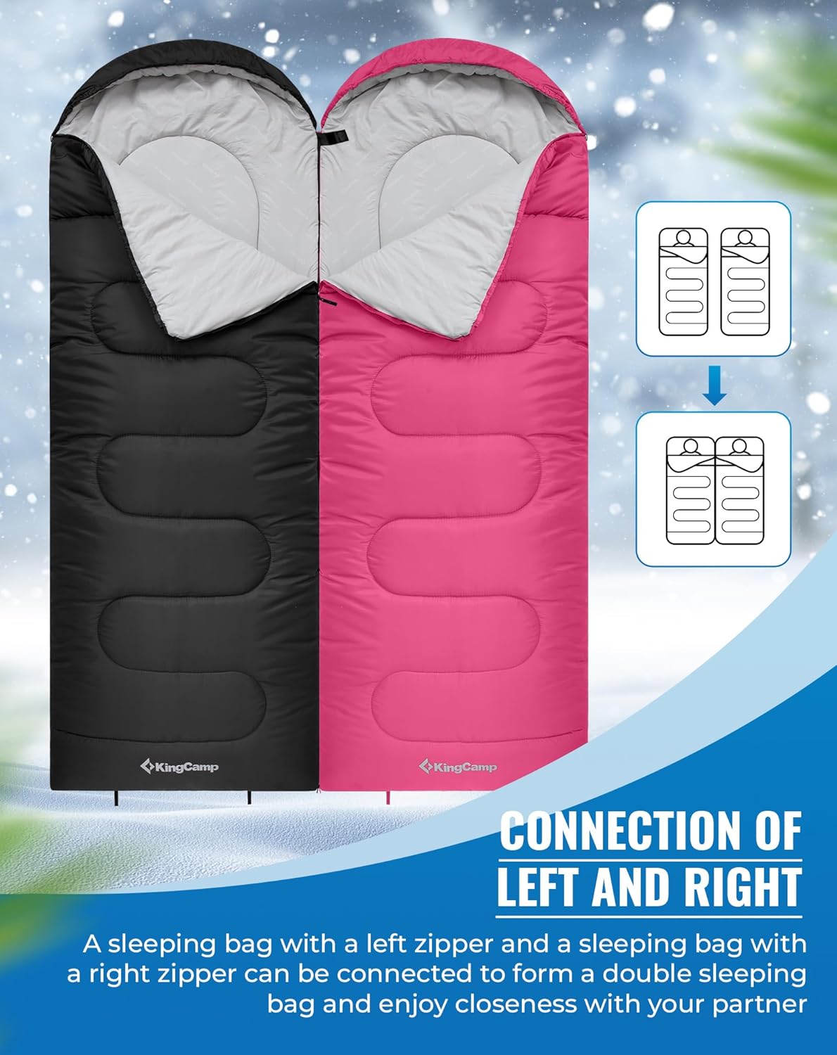 Thumbnail 4 de KingCamp Oasis 3–4 Season Waterproof Sleeping Bag (Left-Right Connectable) for Kids & Adults