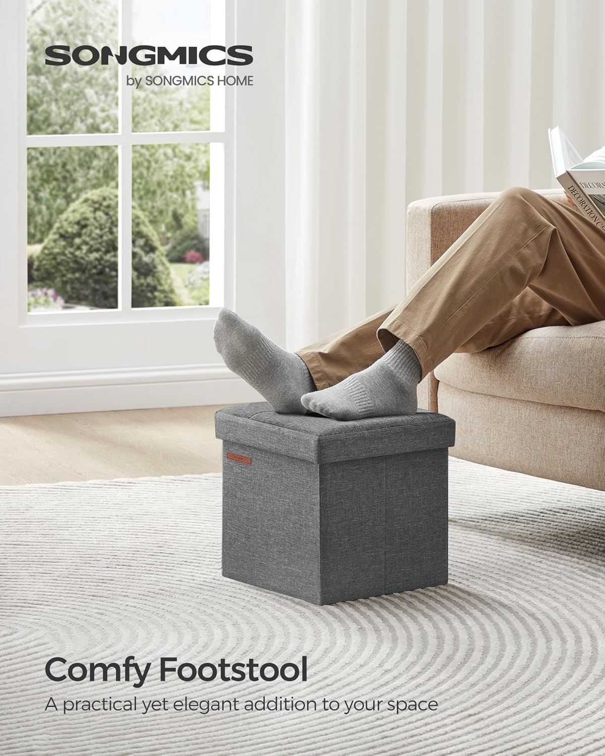 Thumbnail 2 de SONGMICS Storage Ottoman Set of 2 (LSF028G41) – storage bench, footrest and bed-end stool, dark grey