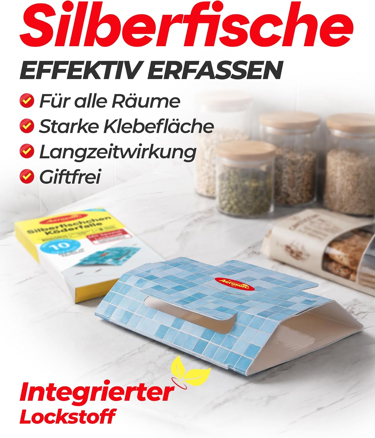 Thumbnail 1 de Aeroxon Silberfischfalle 10 Stück – diskrete, langfristige Lösung gegen Silberfische und Papierfische