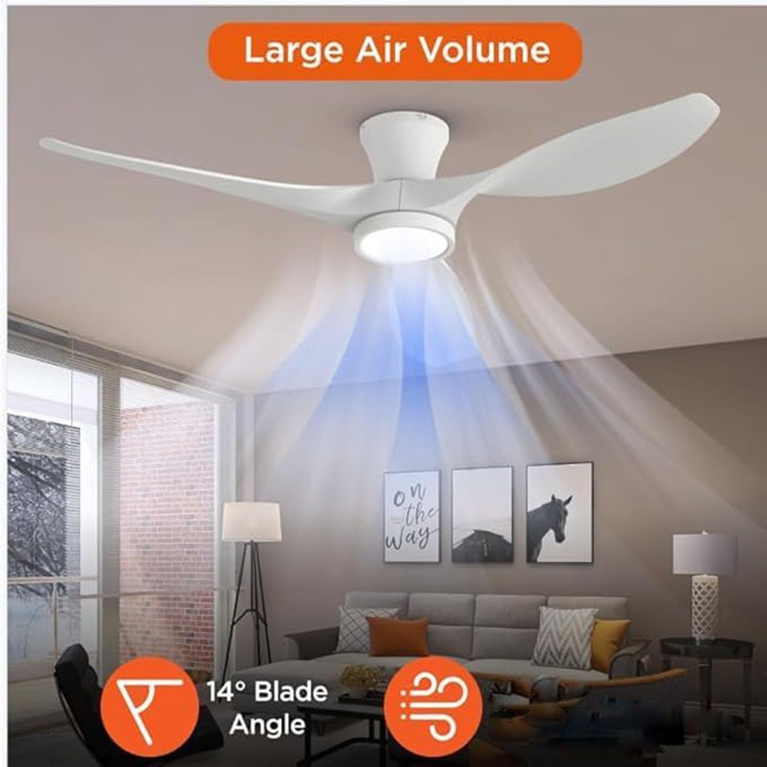 Thumbnail 4 de TALOYA 52-Inch Flush-Mount Ceiling Fan with Light, Remote, and Reversible DC Motor