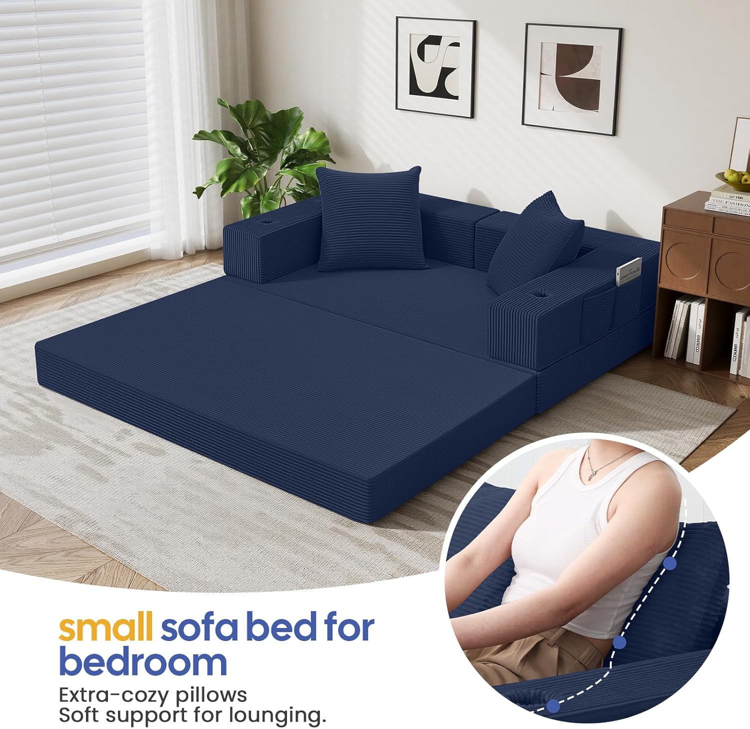Thumbnail 3 de COMAX Futon Sofa Bed: 4-in-1 Convertible for Small Spaces