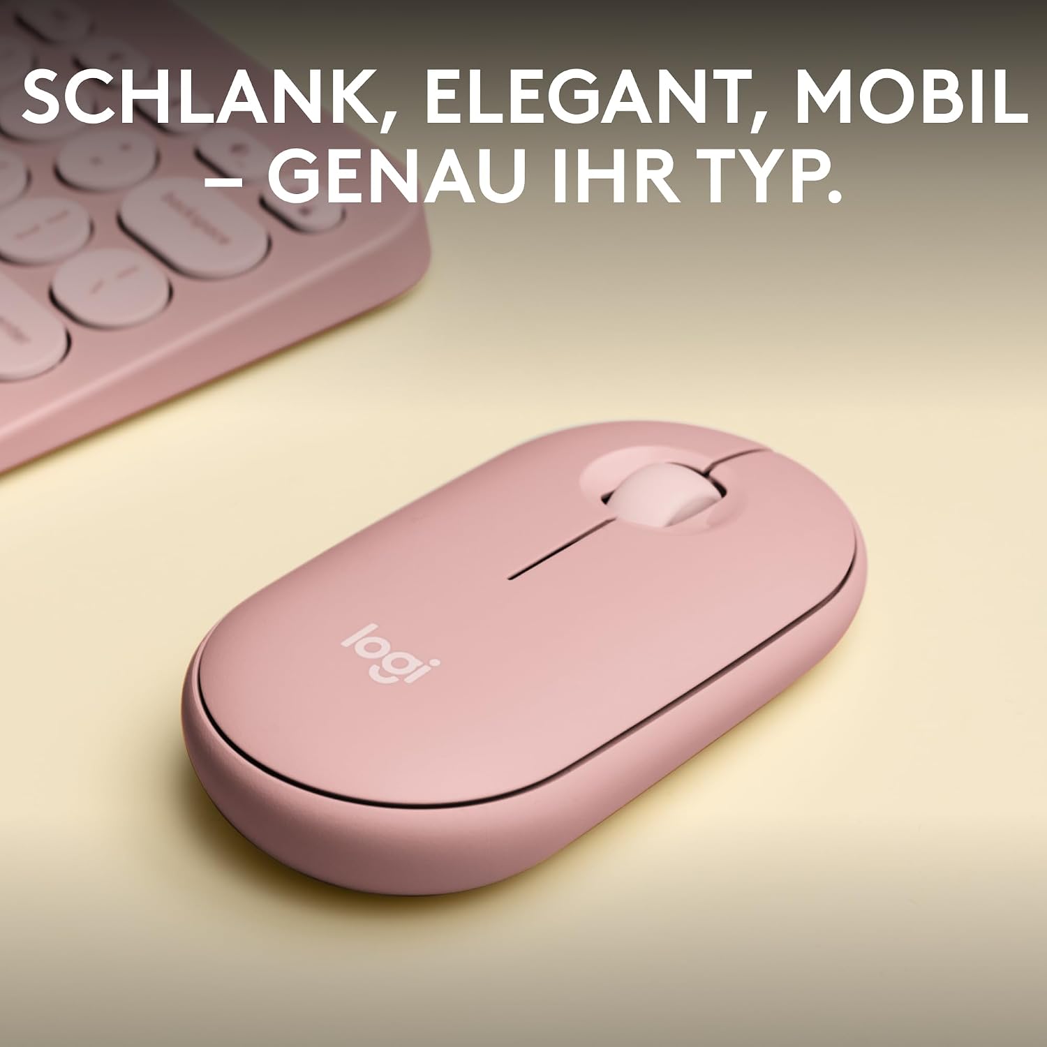 Detalle 2 de Logitech Pebble Mouse 2 M350s – schlanke Bluetooth-Maus rosa, leise und flexibel