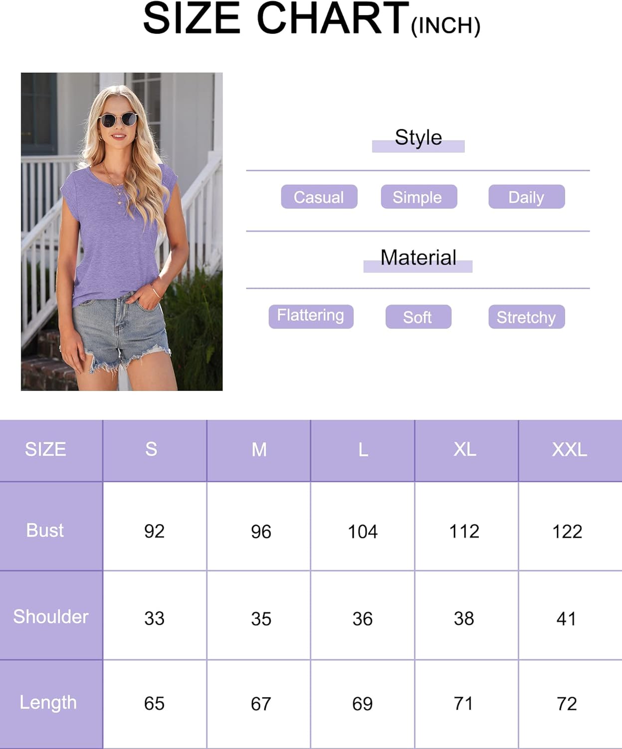 Thumbnail 3 de WNEEDU T Shirt Femme à Manches Courtes Col V – Tee Shirt Décontracté estival