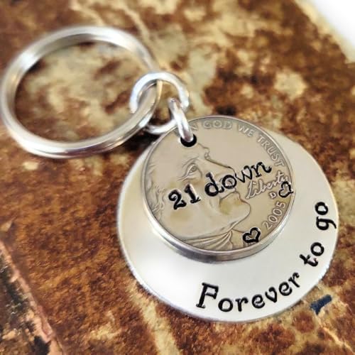 Detalle de 21st Anniversary Keepsake, 2005 Nickel Keychain by Tucker's Trinkets And Treasures
