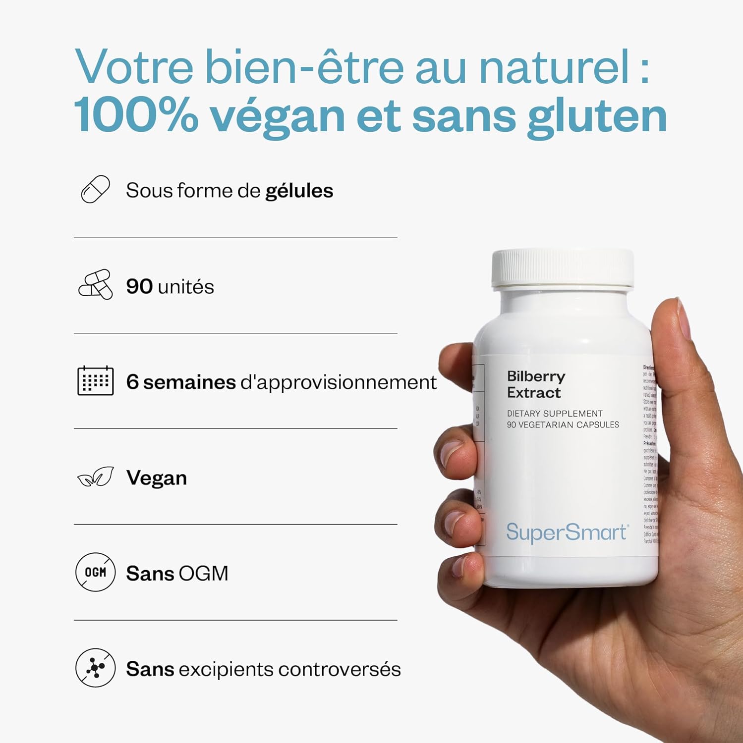 Thumbnail 4 de Bilberry Extract - Extrait de Myrtille SUPERSMART, 25% Anthocyanosides, Santé des Yeux