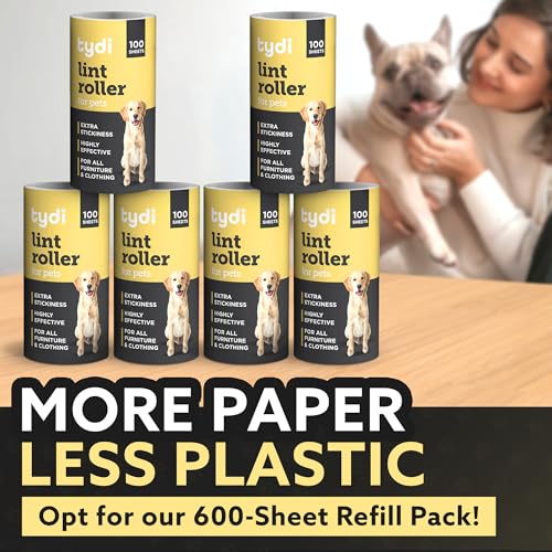 Detalle de Tydi Pet Hair Lint Rollers, 500 Sheets with 2 Handles