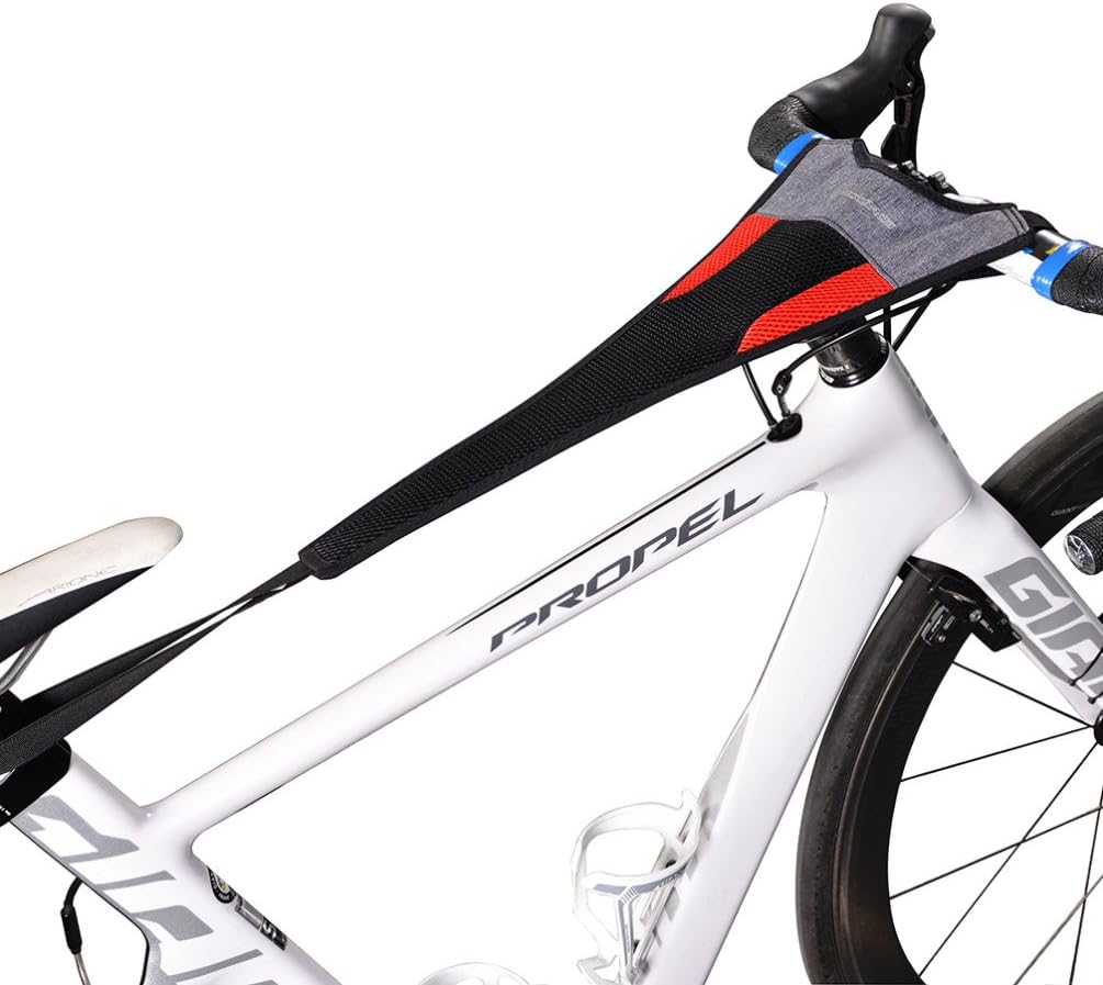 Detalle de ROCKBROS D23-1BR svettfångare för cykeltrainer utan mobilfodral, röd/svart
