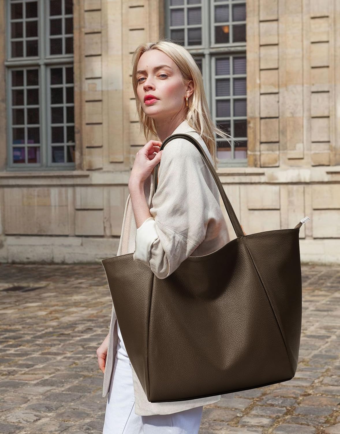 Detalle de KALIDI Handtasche Damen Shopper Tasche Tote Bag – Großzügig, strapazierfähig und alltagstauglich