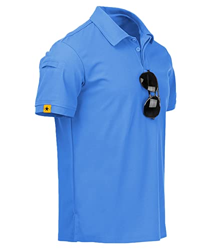 Detalle de JACKETOWN Polo Shirt Uomo Manica Corta: asciugatura rapida, traspirante e versatile per sport e tempo libero (Blu Chiaro, M)