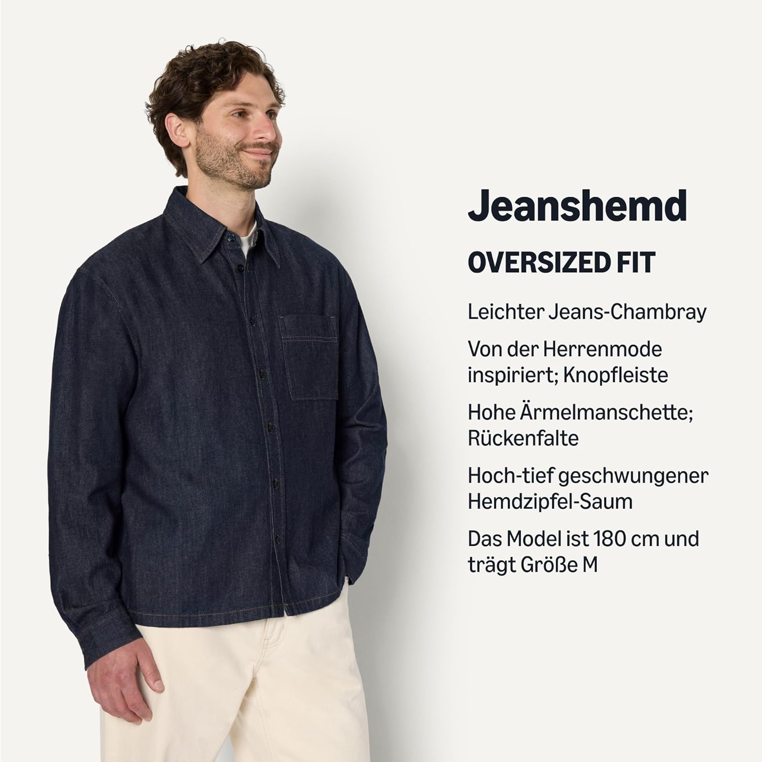 Thumbnail 3 de Amazon Essentials Modernes Oversize-Jeanshemd 72,4cm