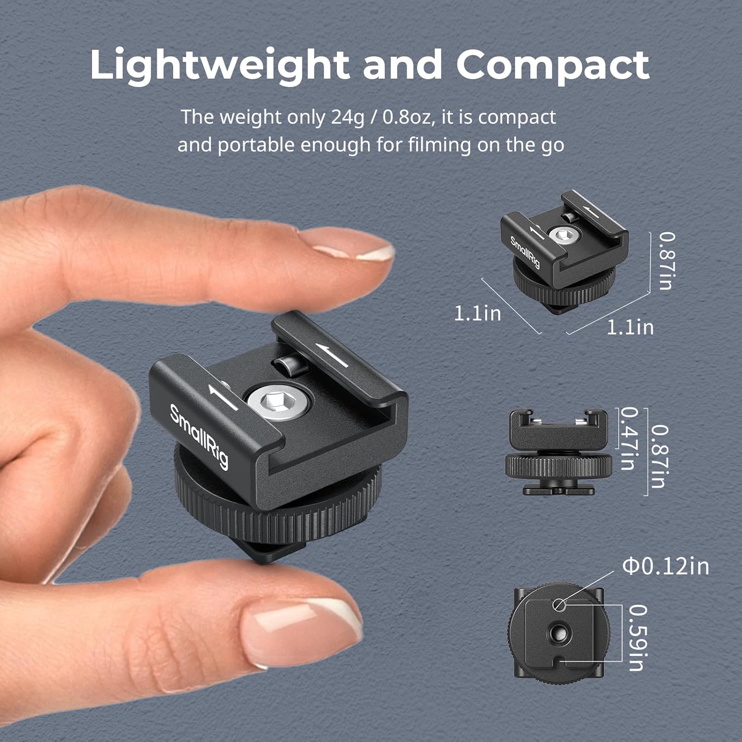 Detalle 2 de SMALLRIG 4822 kallskoadapter för trådlös mikrofon, aluminium, 1/4"-20