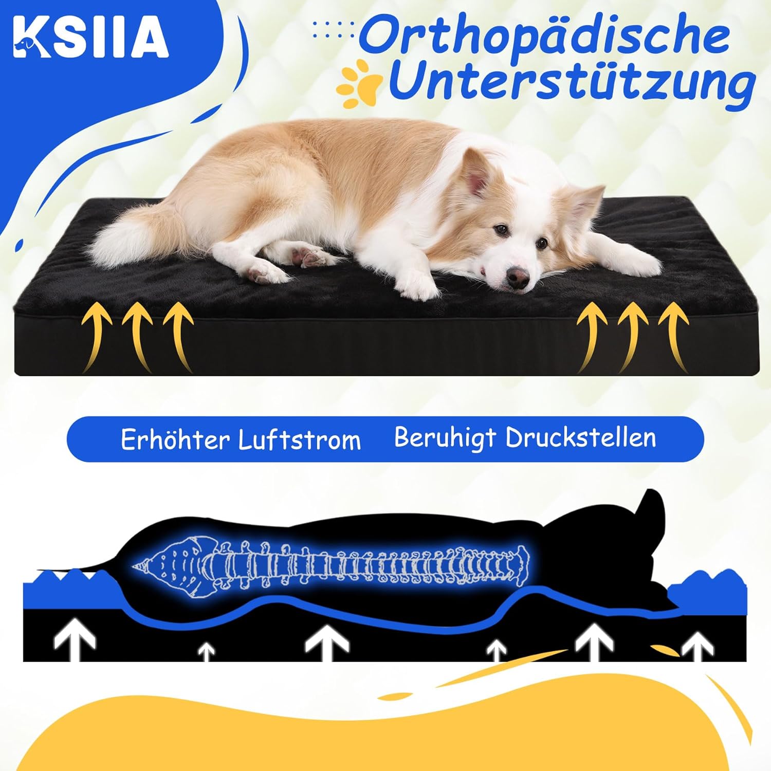Thumbnail 1 de KSIIA Orthopädisches Hundebett für große Hunde (XXL) 120x75x9 cm – waschbares Kissen mit abnehmbarer Decke