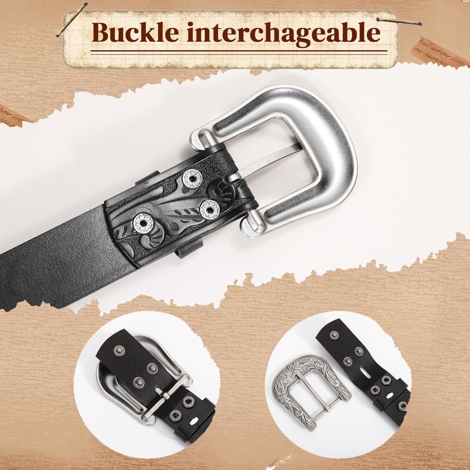 Thumbnail 5 de XZQTIVE Women's Western Belt – Tooled Leather Cowgirl Belt with Vintage Engraved Design