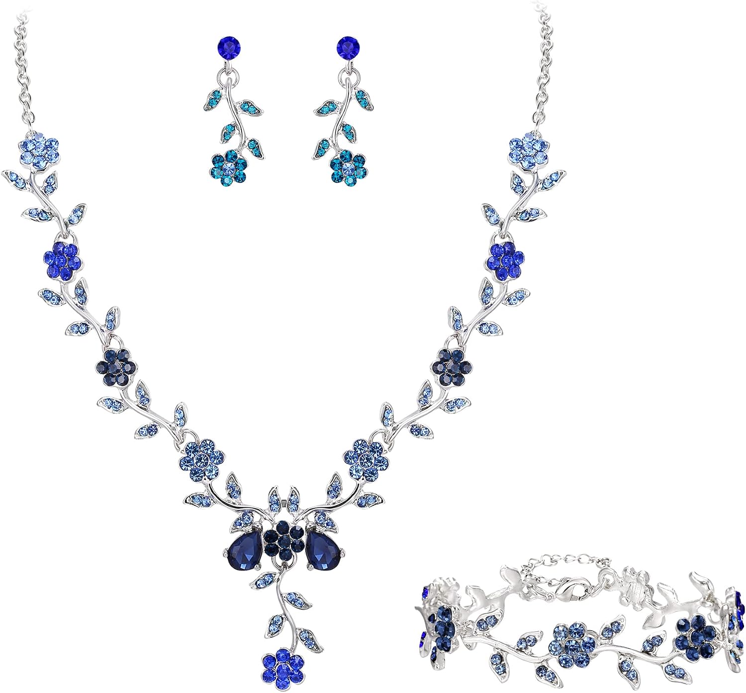 Thumbnail 4 de Clearine Set Gioielli da Donna con Fiori e Cristalli — Completo per occasioni speciali