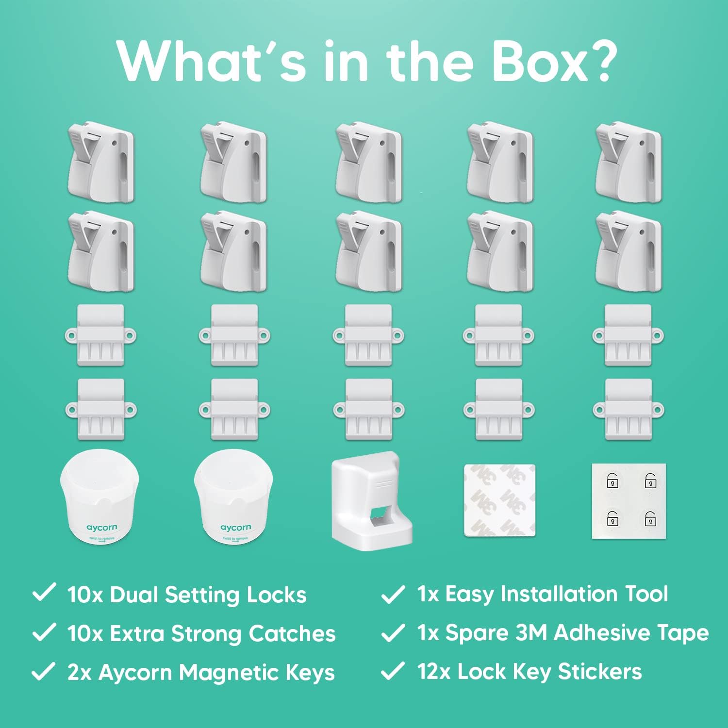 Thumbnail 6 de AYCORN Magnetic Safety Cupboard Locks 10x