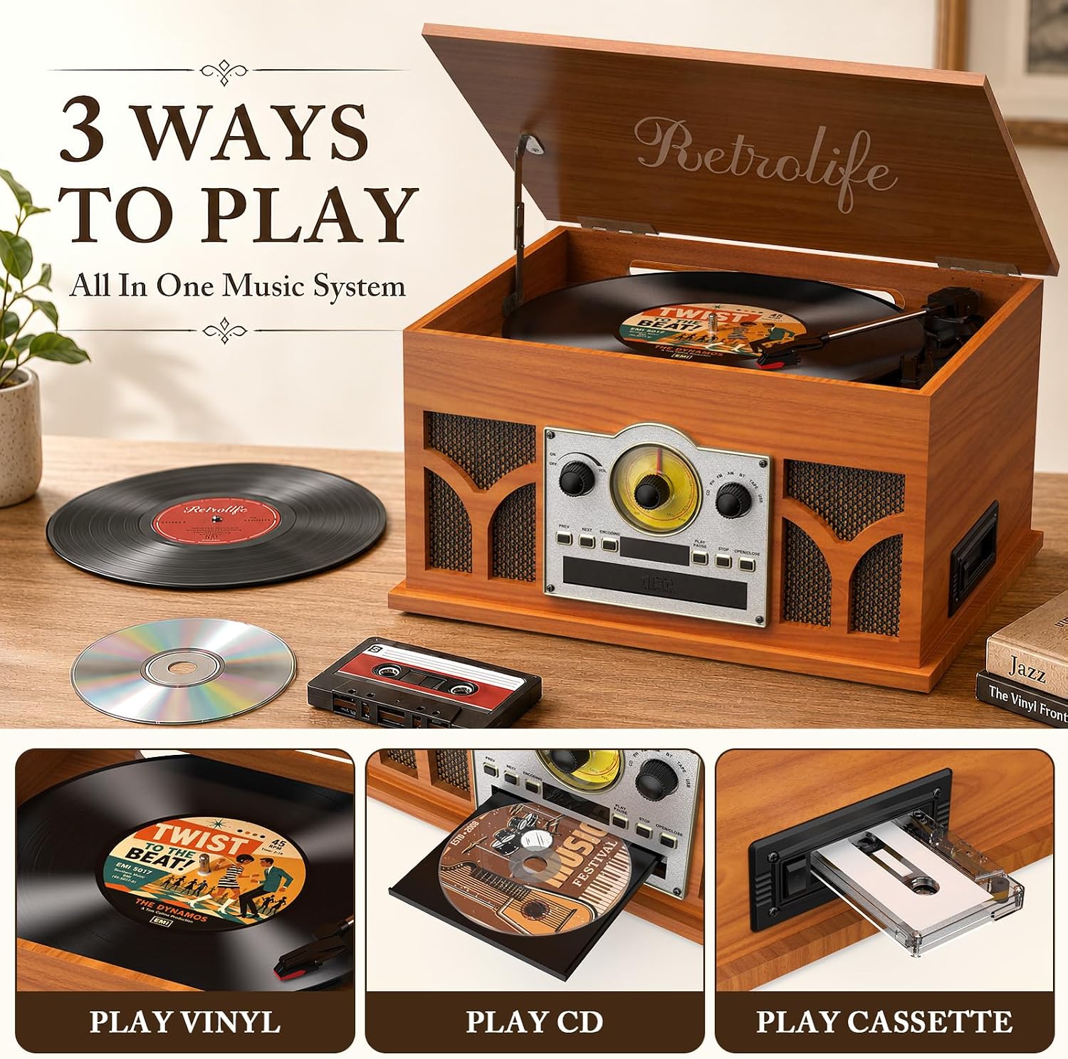 Detalle de Retrolife 10-in-1 record player