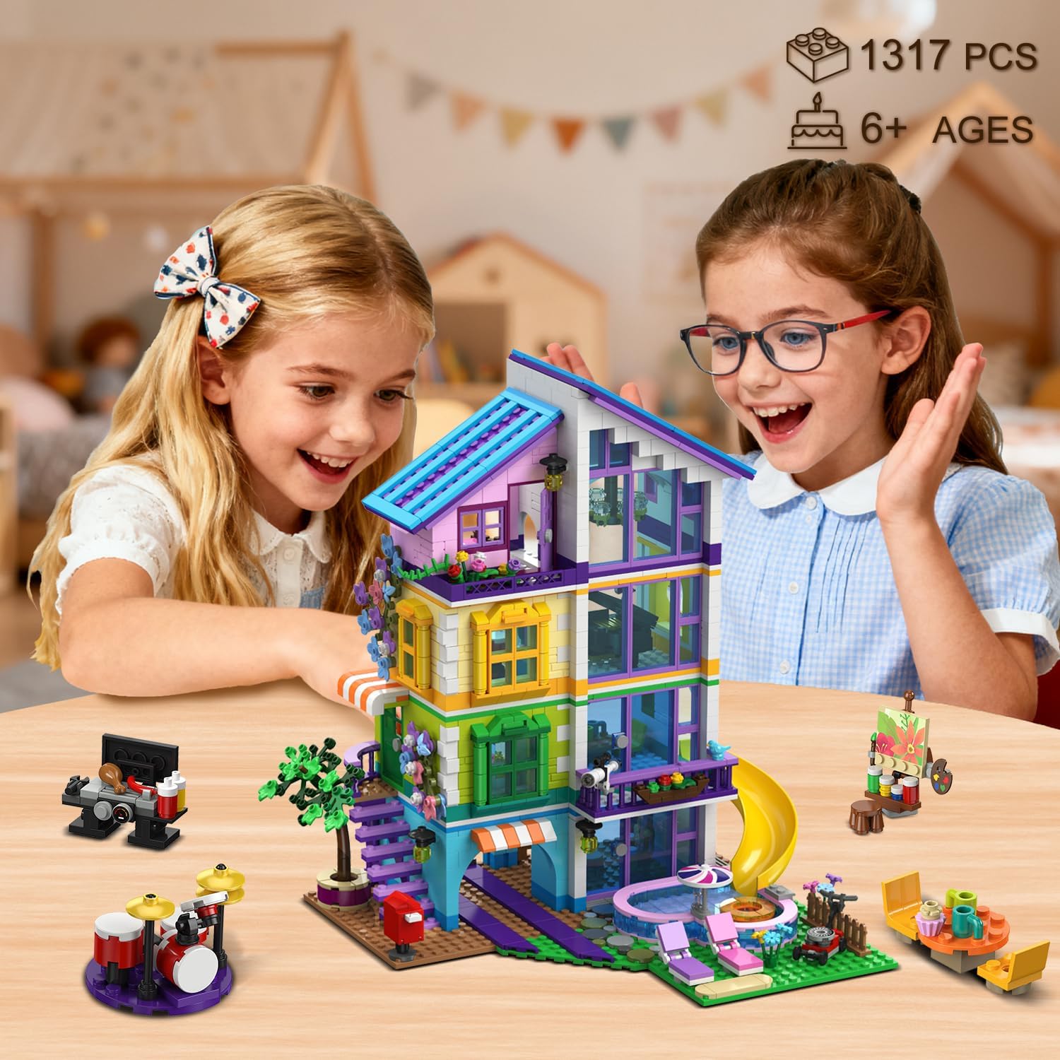 Thumbnail 3 de CUBIMANA Friends Mädchen Haus Bauspielzeug 4 Etagen