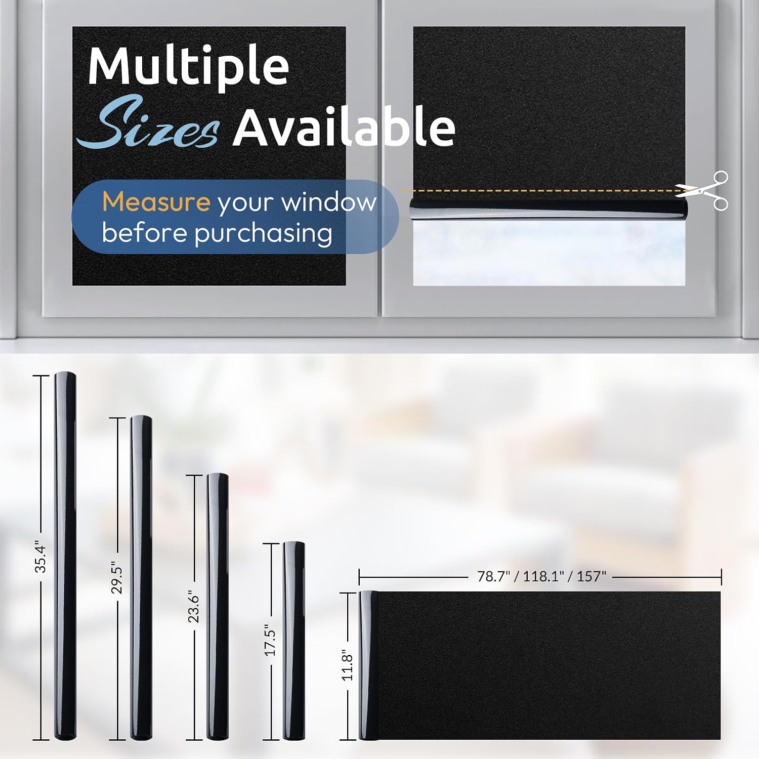 Thumbnail 4 de rabbitgoo A023 Blackout Window Film, Static Cling, Matte Black, 90 x 1000 cm