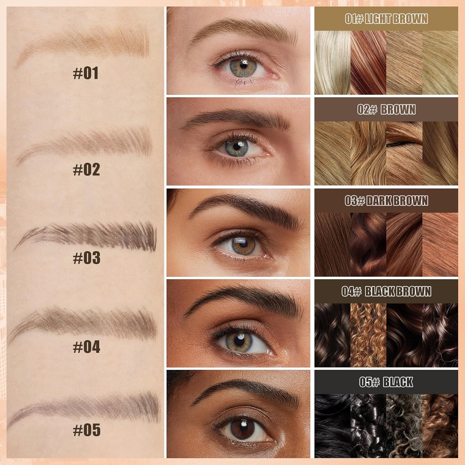 Detalle 1 de W3W 4D Augenbrauenstift wasserfest (Augenbrauenstift 2-in-1) – 4D Angled Square + Ultra-Fine, 03 Dark Brown