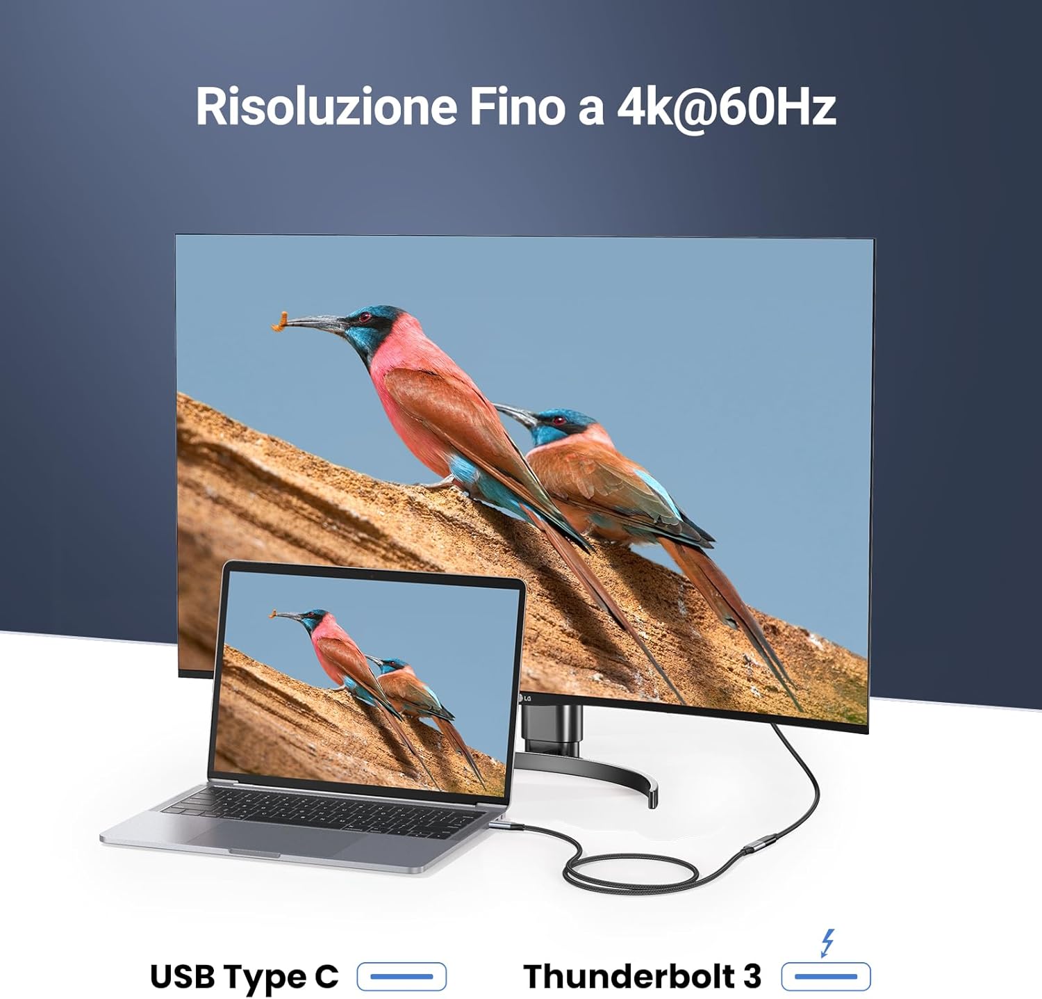 Thumbnail 3 de UGREEN Cavo USB-C maschio-femmina per video 4K@60Hz, 10Gbps e ricarica 100W (Type C) da 1 m, grigio