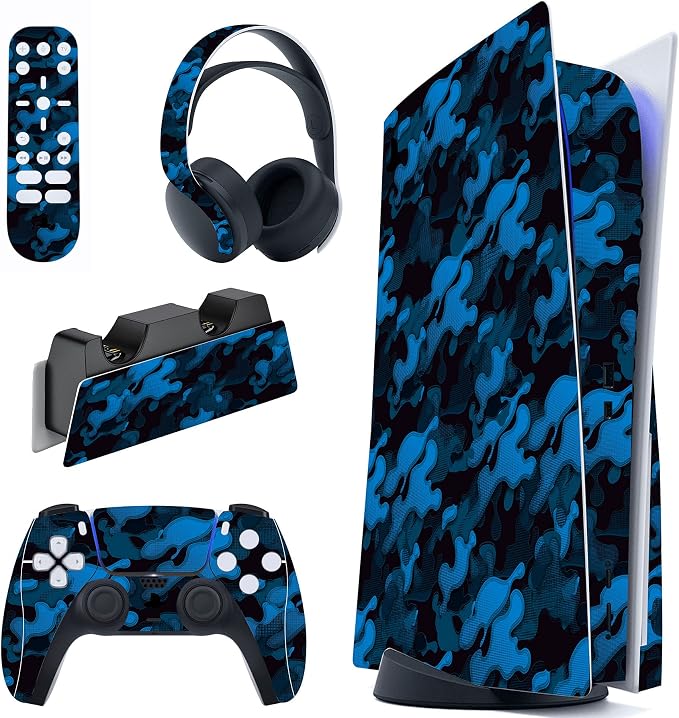 Detalle de PlayVital Vinilo Camuflaje Azul Negro para PS5 Edición Disc