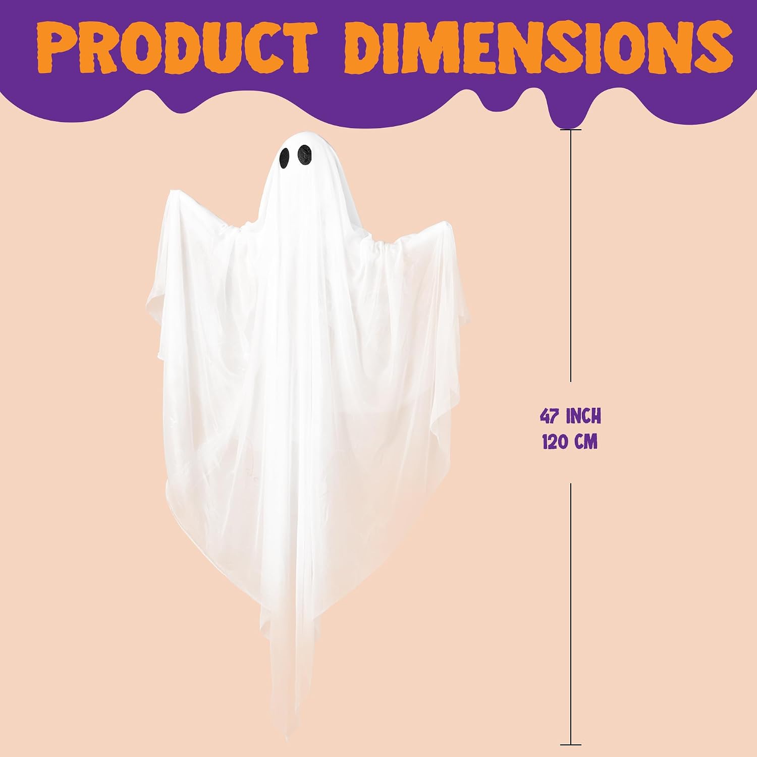 Detalle 1 de JOYIN 47” Hanging Halloween Ghost with Warm White LED and Timer
